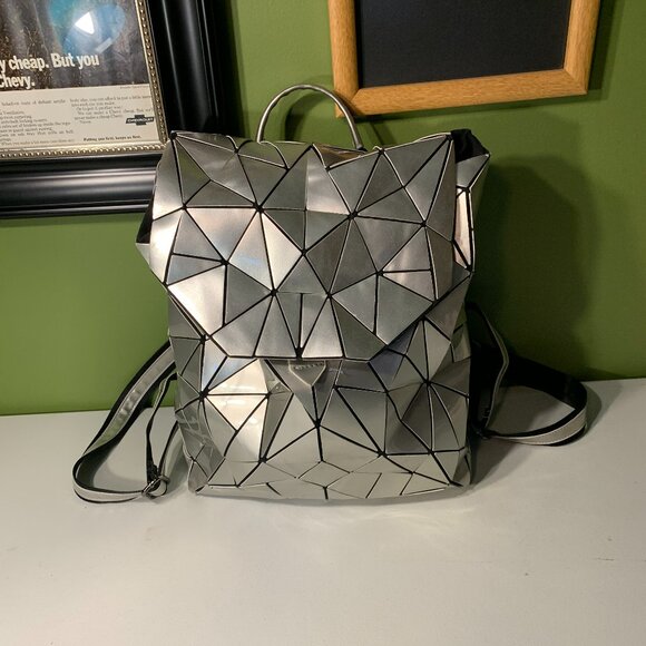 Silver Geometric backpack